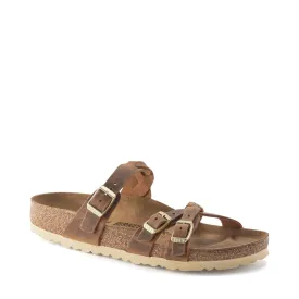 Birkenstock Women's Franca Braid Oiled Leather Sandal in Cognac