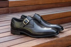 Burnished Leather Monkstrap Black