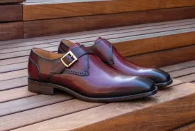 Burnished Leather Monkstrap Burgundy