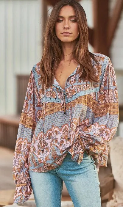 Caramel Odessa print Els blouse