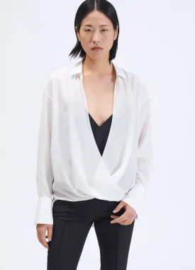 Crepe de chine wrap shirt