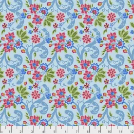 Fabric Exotic Voyage, by Odile Bailloeul from Jardin de la Reine Collection for Free Spirit, PWOB036 SKY