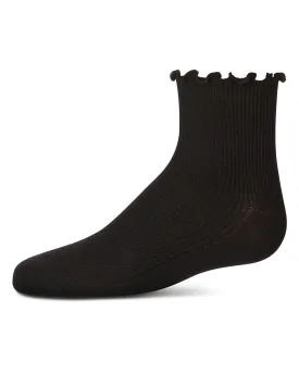 Girls' Ruffled Top Thin Ribbed Anklet Socks