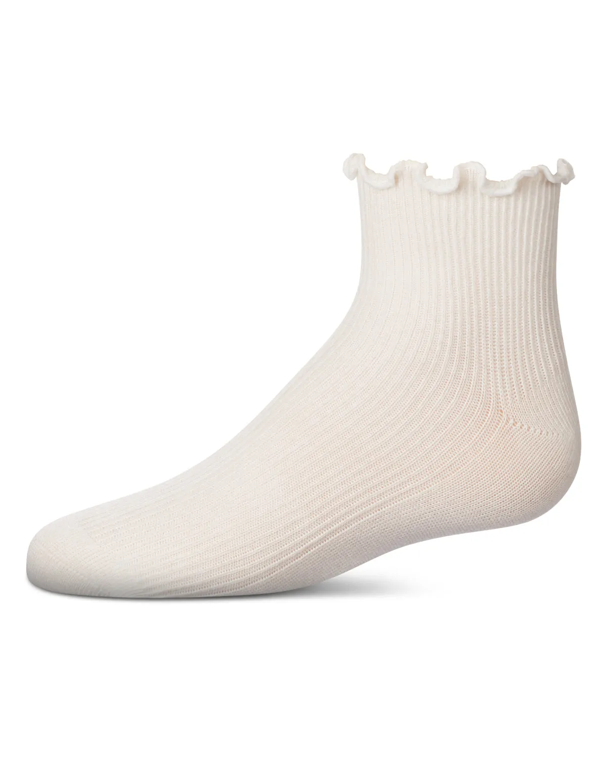 Girls' Ruffled Top Thin Ribbed Anklet Socks