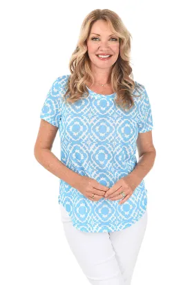 Ikat Slub Knit Short Sleeve Top