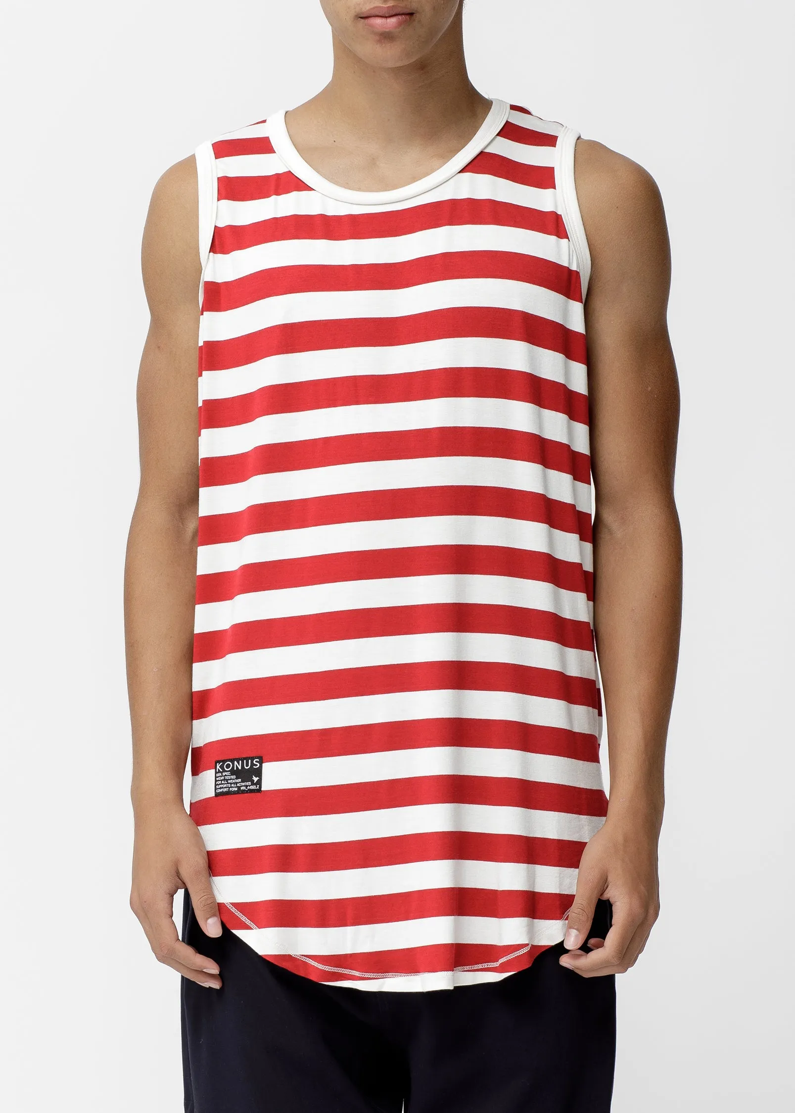 Konus Men's Stripe Tank Top in Red