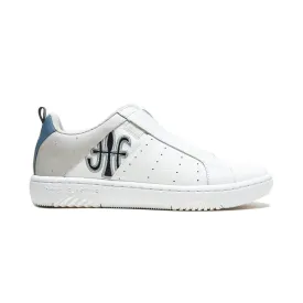 Men's Icon 2.0 White Gray Blue Logo Leather Sneakers 06542-089