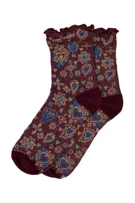 Ornamental Sparkle Socks Vino