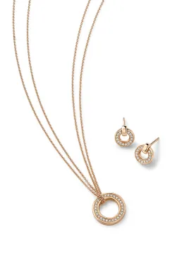 Roulette Rose Gold Pendant and Flip Earrings Set