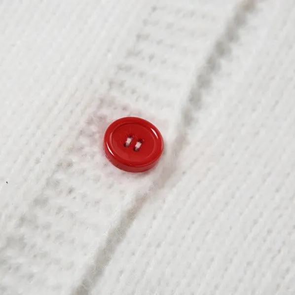 White Knitted Cardigan with Embroidered Strawberries